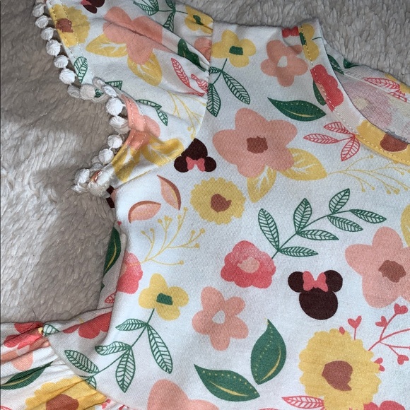 NWT Disney Minnie Mouse Floral 2pc Set Yellow & Pink 18M - Picture 7 of 11